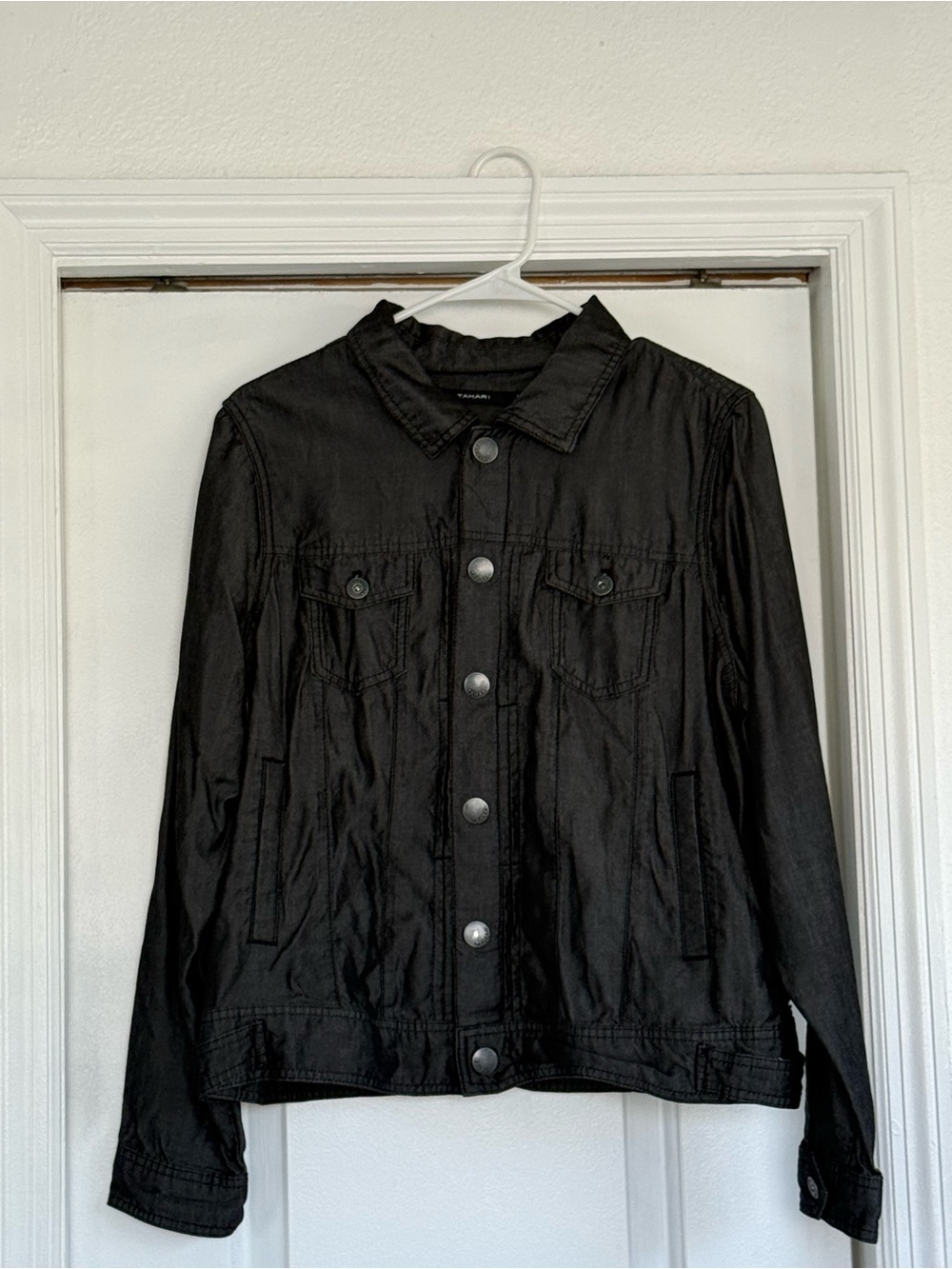Tahari Black Women's Jean Jacket with Button Front
